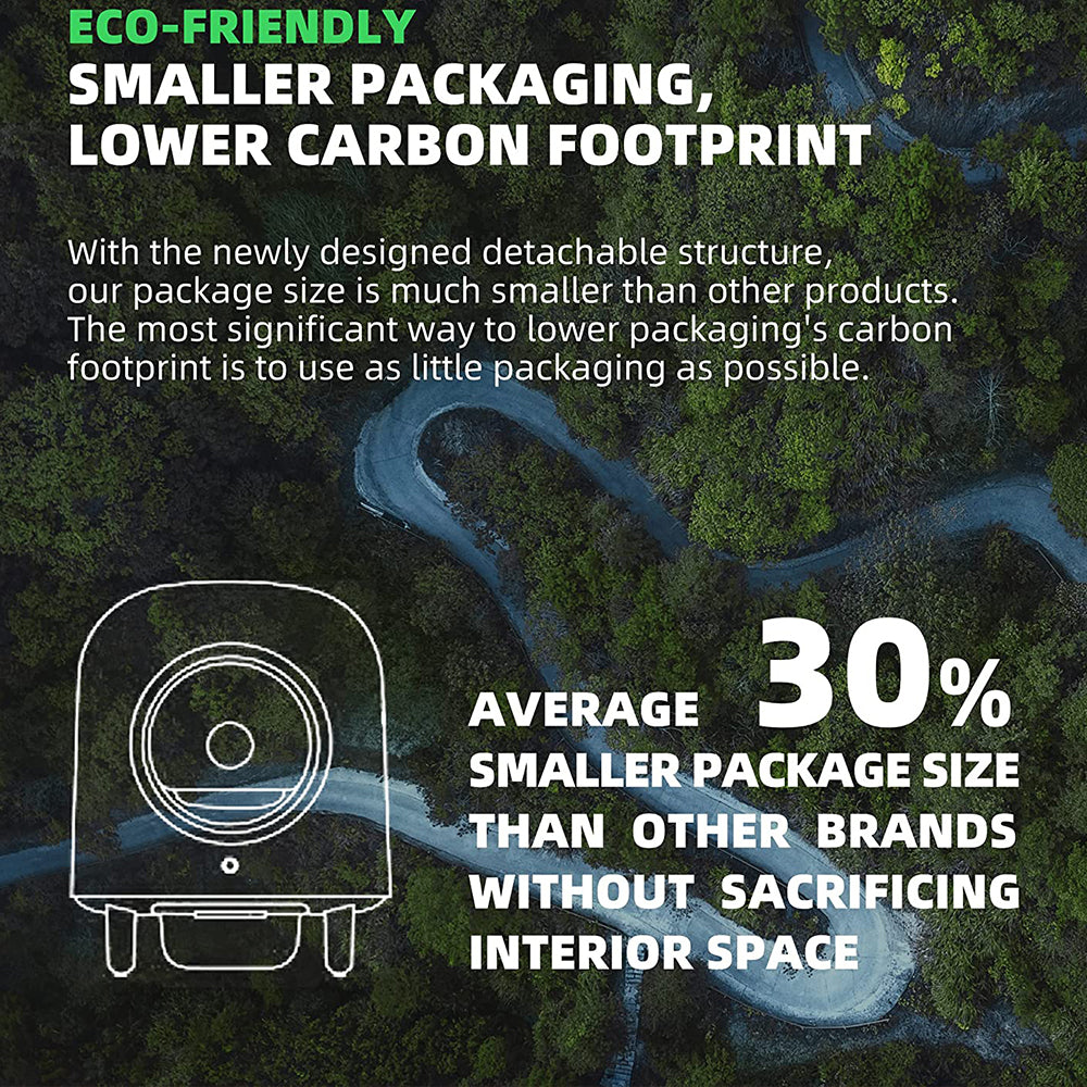 Eco-friendly packaging for automatic smart cat litter box, promoting lower carbon footprint and reduced package size.