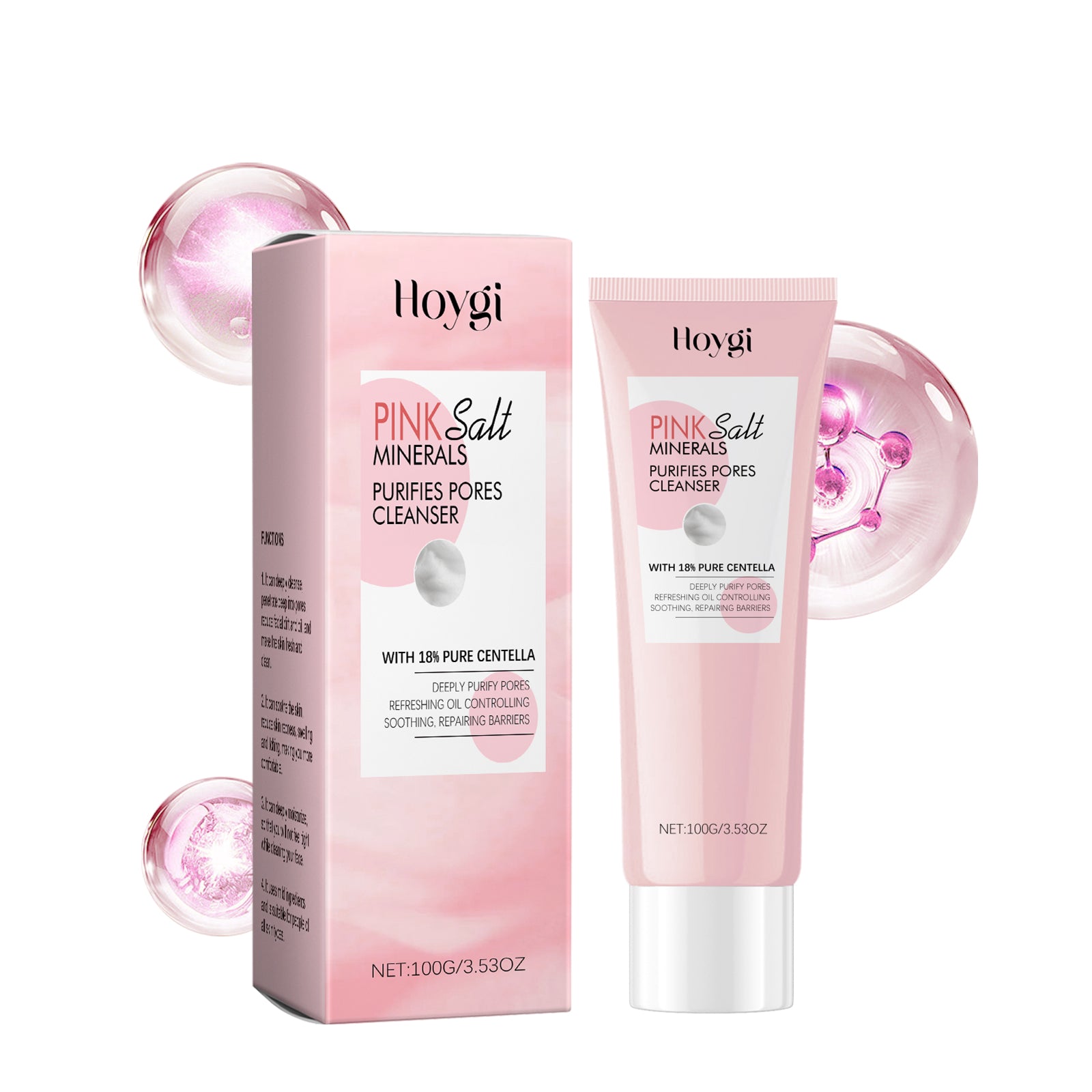Hoygi Pink Salt Minerals Purifies Pores Cleanser, a gentle pore cleansing cleanser with centella for fresh skin.