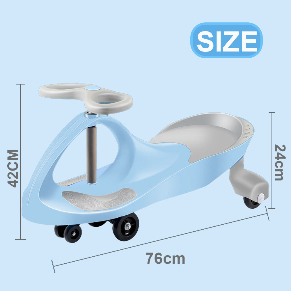 children's swing car toy size dimensions in centimeters for kids ride on swivel scooter