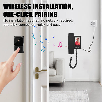 Smart wireless video doorbell with one-click pairing and wireless installation features.