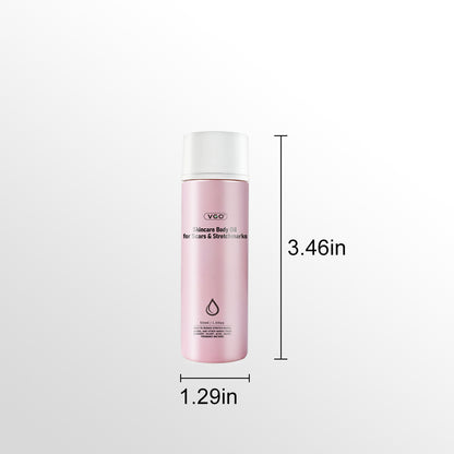 Skincare Body Oil For Scars & Stretchmarks in a pink bottle, 50ml size for reducing scars and stretch marks.