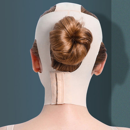 Back view of woman wearing the V Face Lifting Mask for skin rejuvenation and contour enhancement.