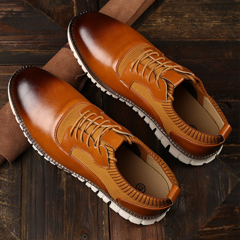 Men's casual woven shoes in brown with a flat heel and stylish design, perfect for spring and summer.