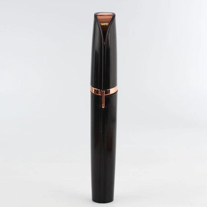 Electric eyebrow remover with sleek black design and rose gold accents for flawless eyebrow maintenance.