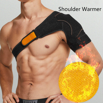 Adjustable sports shoulder support belt for sports injuries, designed for protection and thermal therapy.