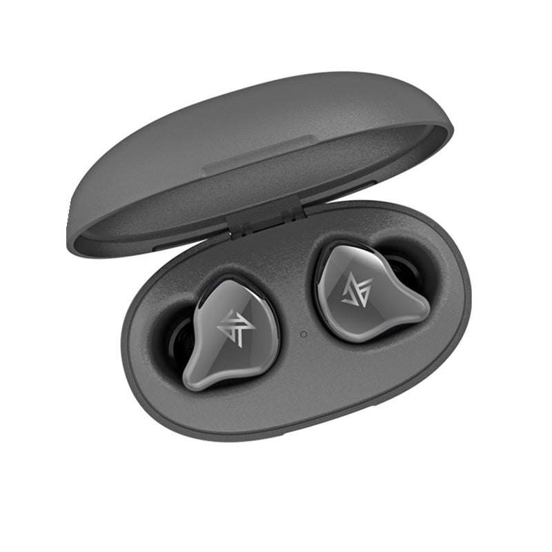 KZ S1 true wireless bluetooth headphones in charging case, showcasing sleek design and wireless convenience.