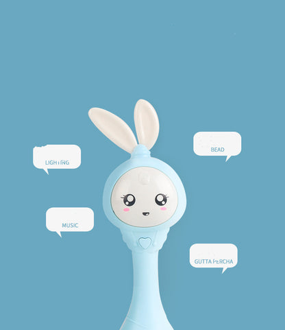Cute baby molar music stick, a baby educational teething toy with light music and safe biting features.