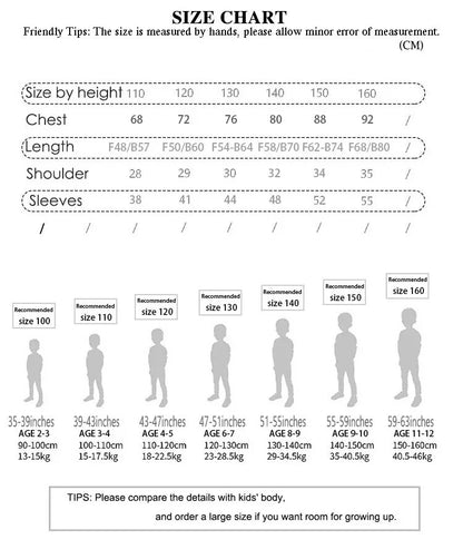 Size chart for vintage wool-blend coat for toddlers showing measurements for height and age.