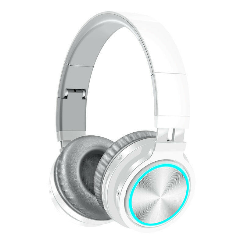 Wireless Headphones in white design featuring over-ear comfort and colorful LED accents for an immersive audio experience.