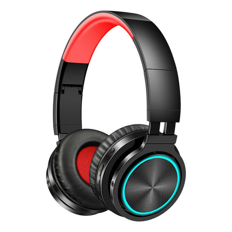Wireless Headphones in sleek black design with red accents, perfect for immersive audio experiences.