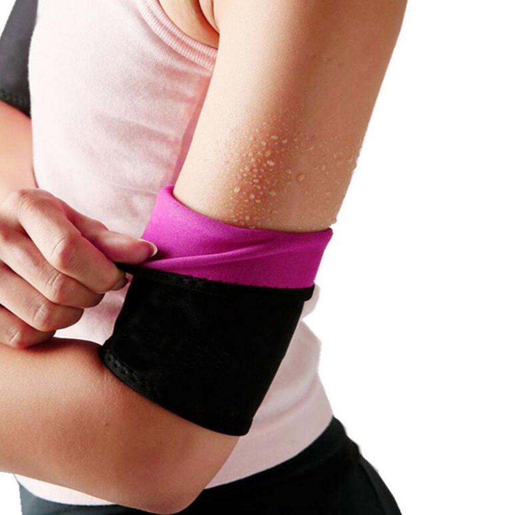 Adult sports arm sleeve for sweating and slimming being worn by a person, highlighting its functional design.