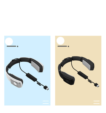 Portable heating and cooling air conditioner wearable neck protector available in two colors.