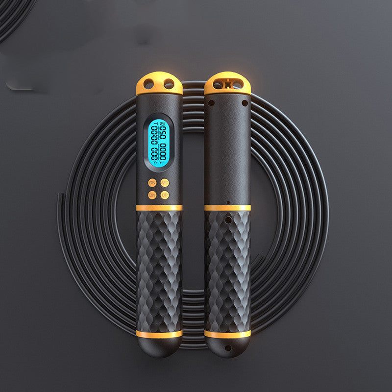Cordless Digital Jump Rope with digital display and black handles, designed for convenient cardio workouts.