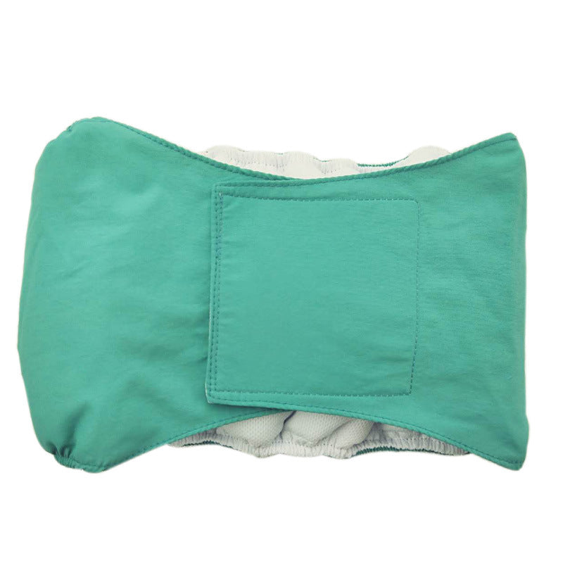 male dog physiological pants in teal color, designed for comfort and protection of male pets.