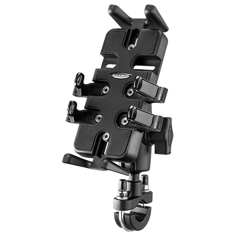 Motorcycle phone navigation bracket, durable nylon material, suitable for bicycles and electric cars, one size, U-shaped handlebar design.