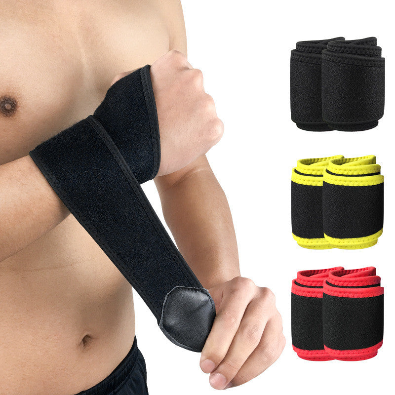 Basketball wristband neoprene worn on wrist with various color options in black, red, and yellow for adults.