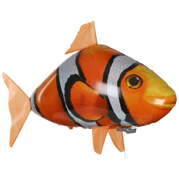Remote control shark toy in the shape of a colorful clownfish balloon, designed for fun and entertainment.
