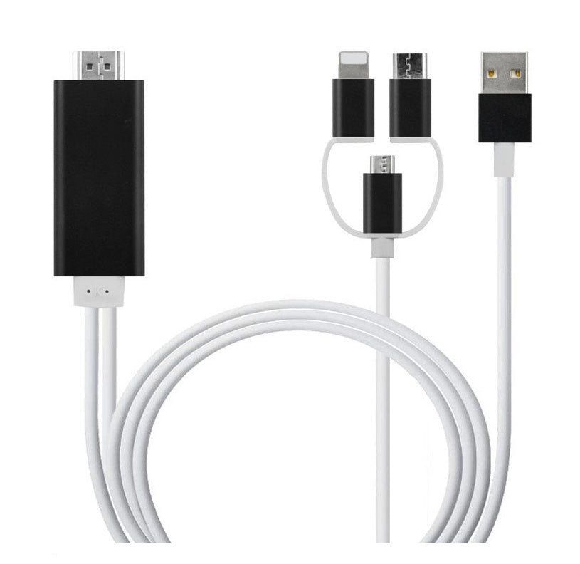 Type-C to HDMI projection cable with multiple connectors for mobile phone projection.