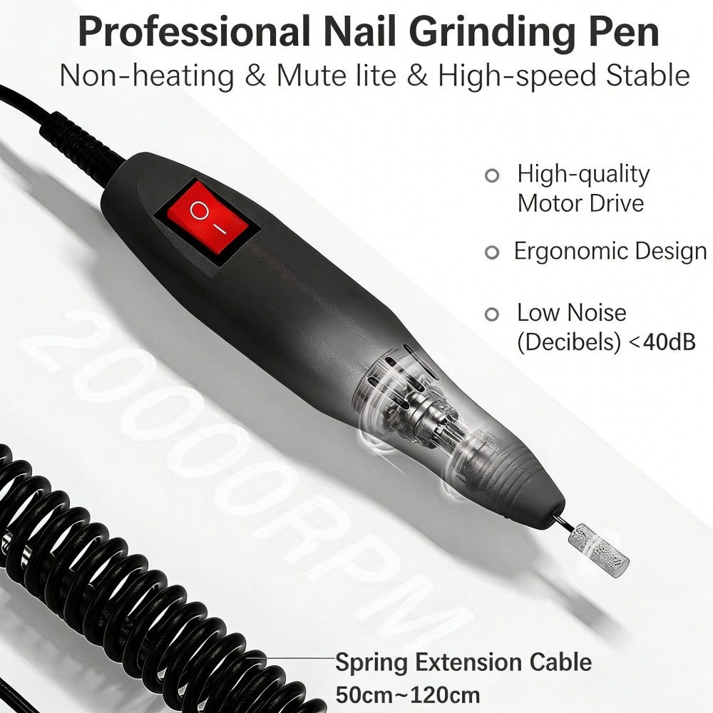220V electric polishing grinder with ergonomic design and high-quality motor drive for professional nail grinding.