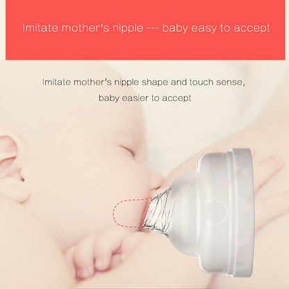 automatic electric breast pump with lid and nipple kit imitating mother's nipple for easier baby acceptance.