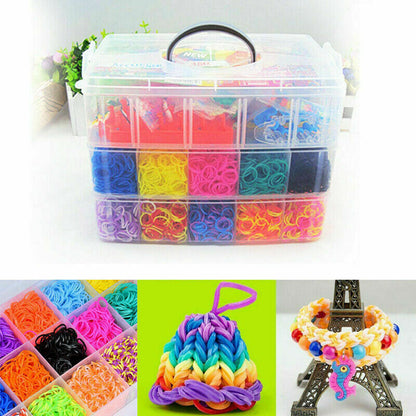 15000Pcs Kit Box Rubber Loom Bands Children Mult-color Make Woven Bracelet DIY - rubber loom bands kit for kids