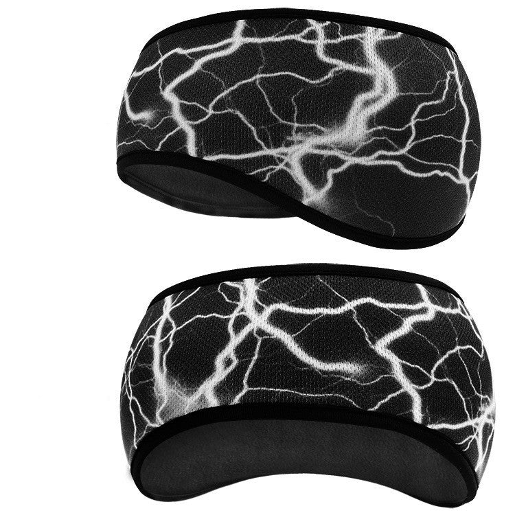 Outdoor sports cycling sports turban accessories in black with lightning design for sports and running.