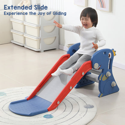 Toddler enjoying the dinosaur indoor slide for toddlers with easy assembly and sturdy design, perfect for indoor play.