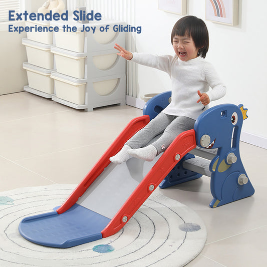 Toddler enjoying the dinosaur indoor slide for toddlers with easy assembly and sturdy design, perfect for indoor play.