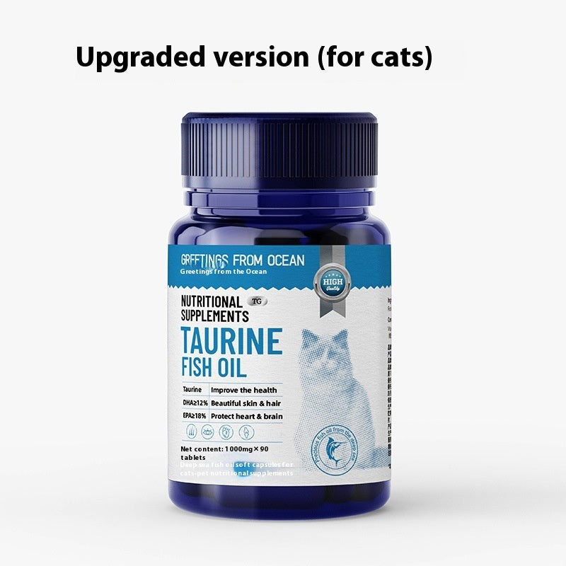 deep sea fish oil for dogs and cats nutritional supplement in blue bottle for beautiful skin and hair