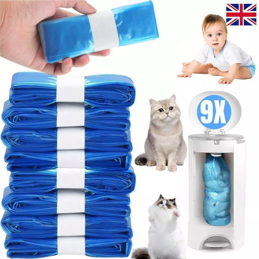 9pcs Disposal Nappy Bin Refills Cassettes for AngelCare and Tommee Tippee with odor control technology.