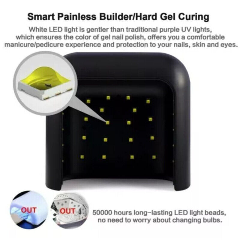 48W UV-LED nail dryer with smart painless curing technology for gel nails and comfortable manicure experience.