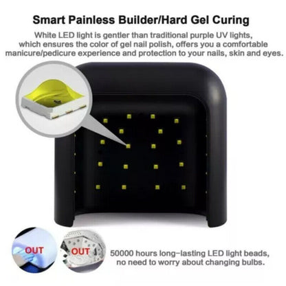 48W UV-LED nail dryer with smart painless curing technology for gel nails and comfortable manicure experience.