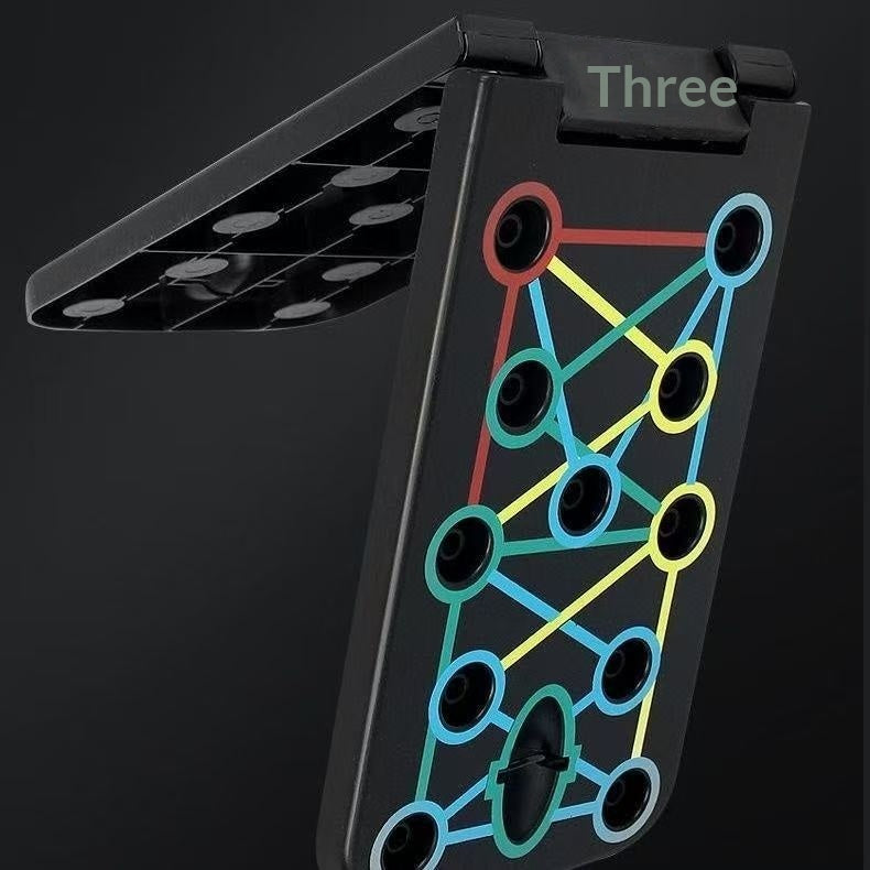 Foldable push-up fitness board showcasing various connection points for enhanced workout versatility.