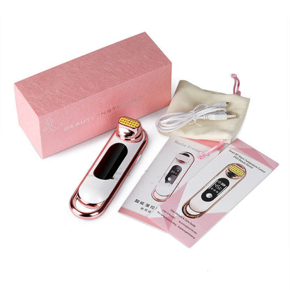 Electric skin firming beauty instrument with packaging, user manual, and accessories for skincare enhancement.
