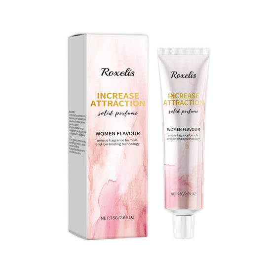 Roxelis Increase Attraction solid perfume for women, featuring unique fragrance formula in a stylish balm tube.