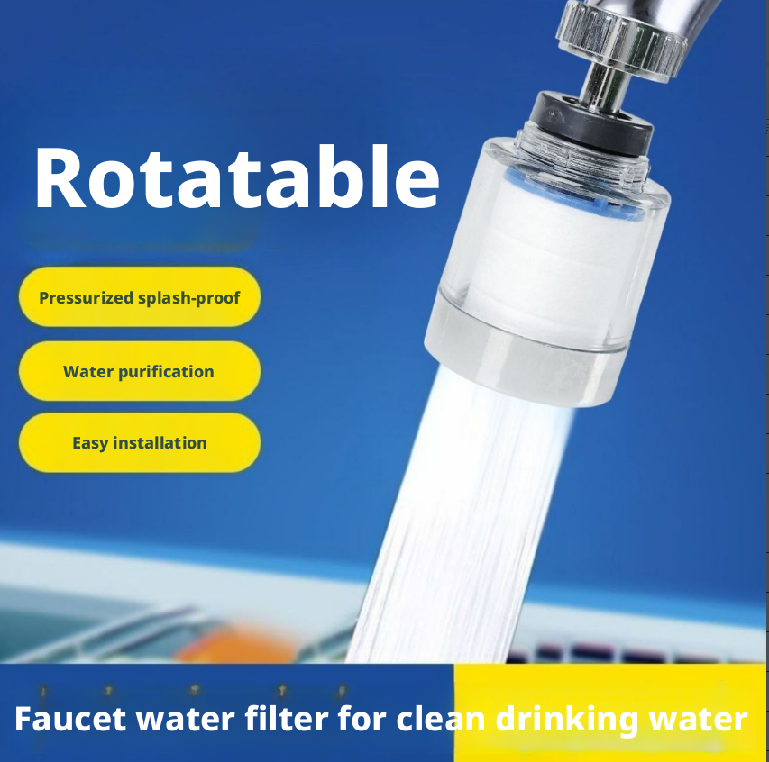 Rotatable ABS filter model, faucet water filter for clean drinking water, easy installation, pressurized splash-proof.