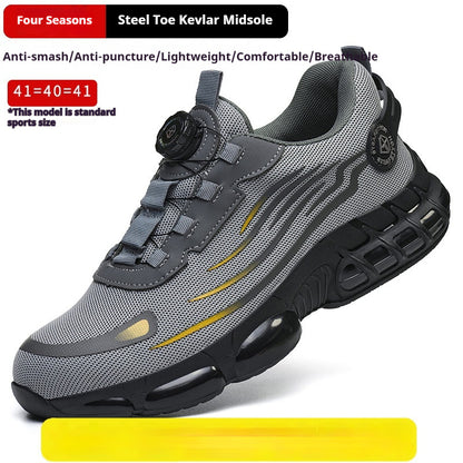 Men's safety shoes with puncture protection, featuring a steel toe, lightweight design, and anti-smash technology.