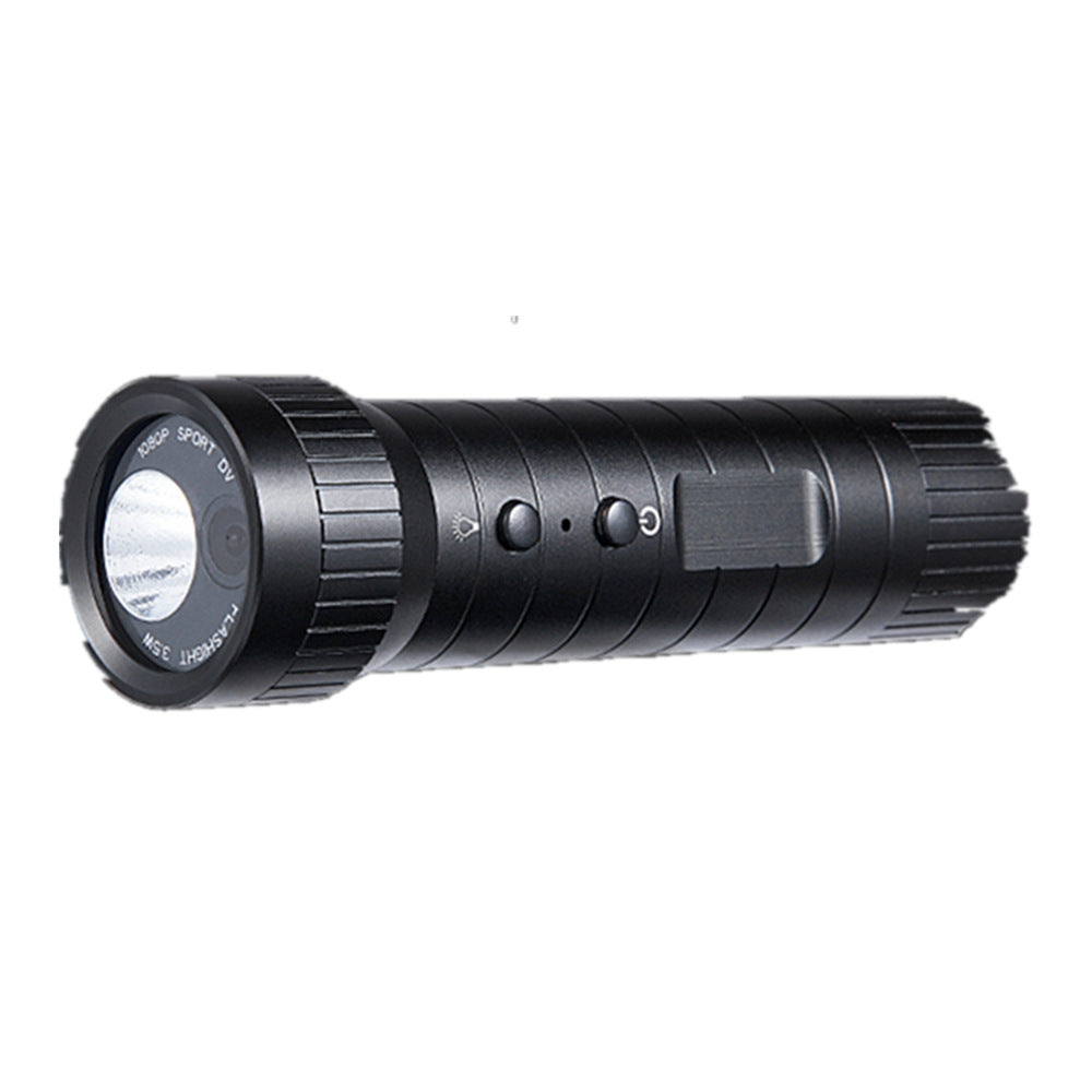DV3000 flashlight multi function sports camera with metal body and rechargeable battery for photos and videos.