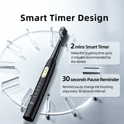 Smart timer design of the best electric toothbrush for effective cleaning features 2 mins timer and 30 seconds reminder.