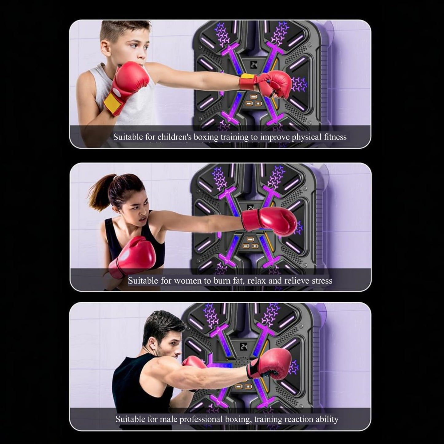 Purple boxing target suitable for all ages, improving fitness and training reactions in boxing.