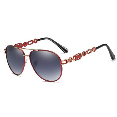 New Polarized Two-tone Plated Fashionable Hollow Out UV Protective Sunglasses side view