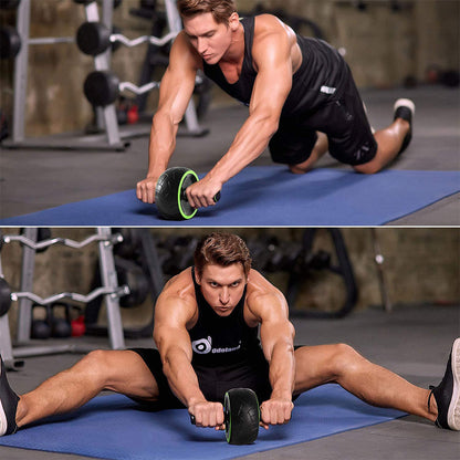 Man demonstrating exercises with a functional training device indoor home fitness training device on a gym mat.
