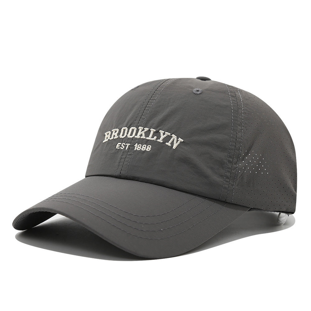Men's and Women's slim-fit embroidered baseball cap in fashionable grey, perfect for outdoor activities and daily commuting.