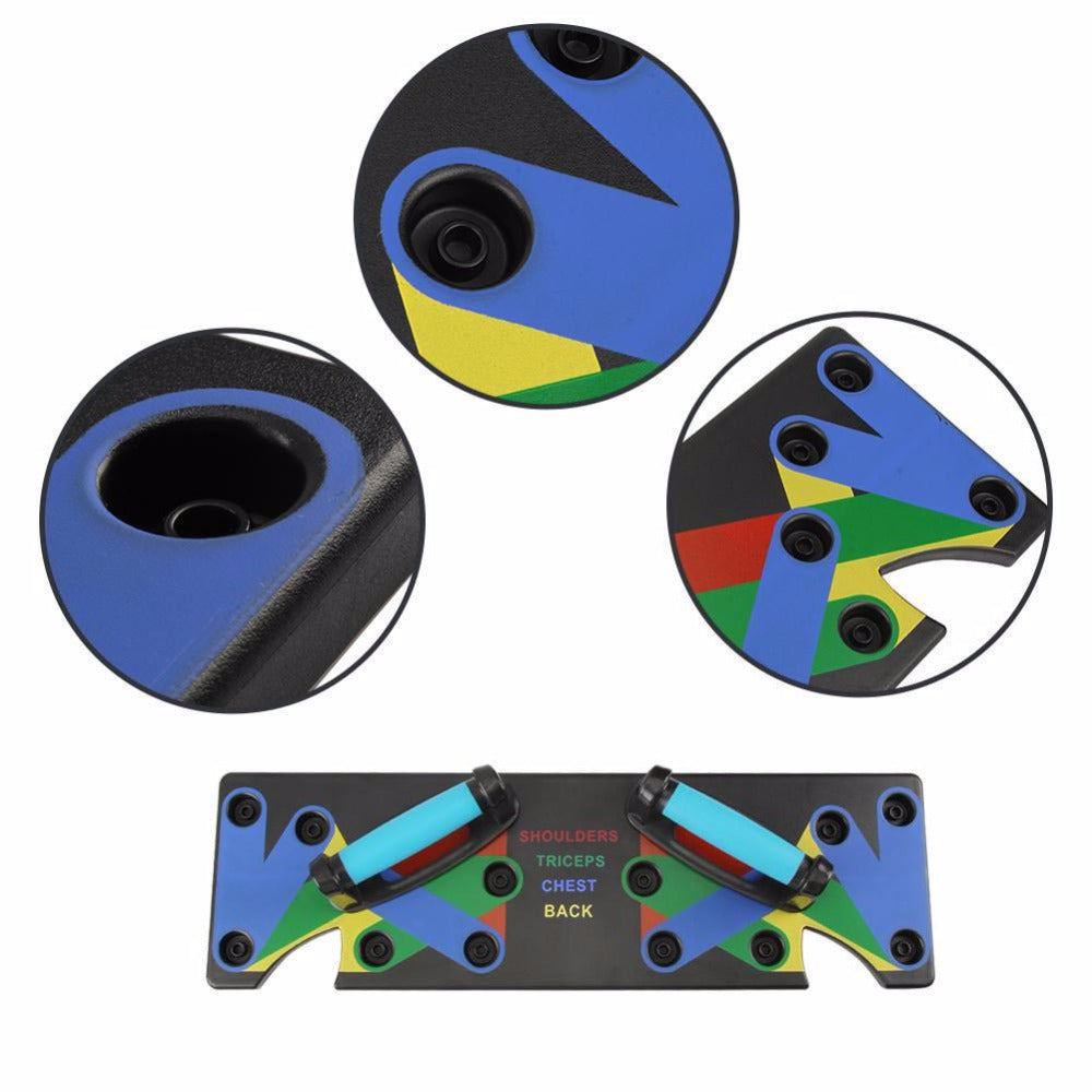 9 in 1 Push up Rack features multiple grip positions for effective upper body workouts.