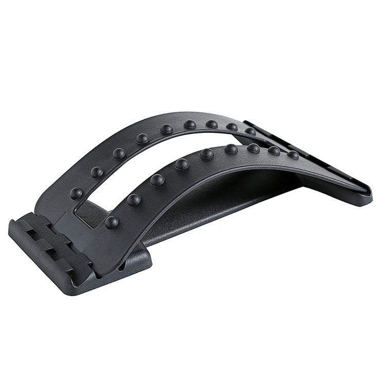 lumbar massage board for health care, black ergonomic back massager for relaxation and pain relief.