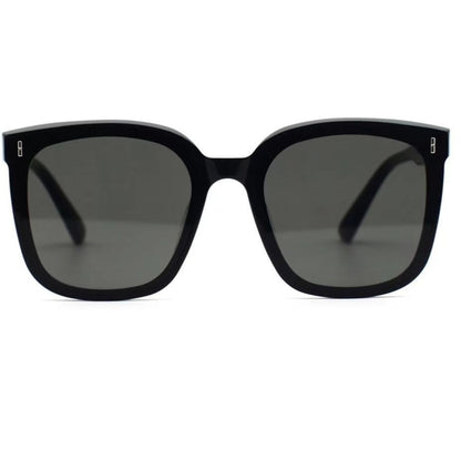 Mens And Womens Trendy Instagram-style Sunglasses with sleek black frame and gray lenses.