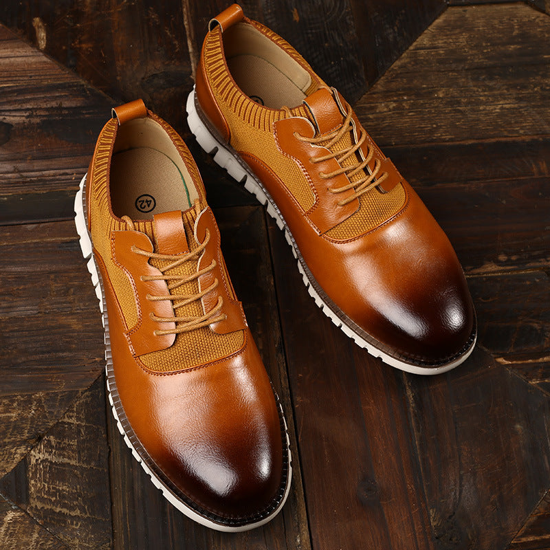 Men's casual woven shoes in brown with mesh detailing, perfect for spring and summer casual outings.