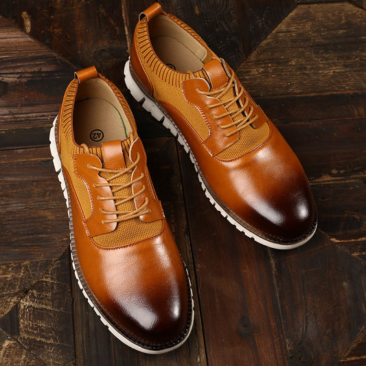 Men's casual woven shoes in brown with mesh detailing, perfect for spring and summer casual outings.