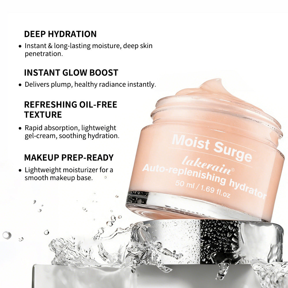 Aloe Vera hydrating face cream in a jar with water splash, offering deep hydration and a glow boost.