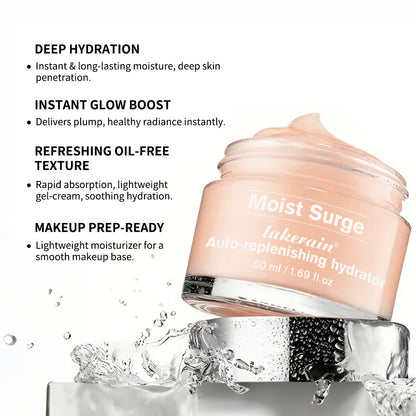 Aloe Vera hydrating face cream in a jar with water splash, offering deep hydration and a glow boost.